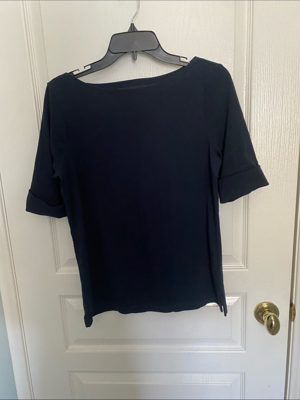 Lauren Ralph Lauren Navy Short-Sleeve Boatneck Top